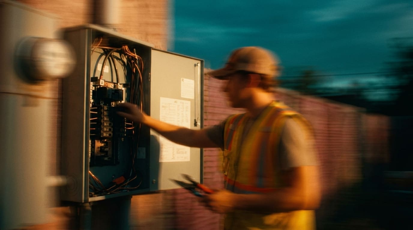 An electrician working on a switchboard